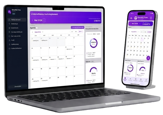 ShowMyTime sur ordinateur et mobile — agenda enrichi, suivi 507&nbsp;h et revenus